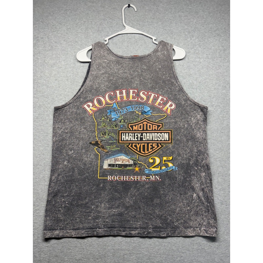 Harley Davidson Vintage Gray Mineral Wash Tank Top Rochester MN 25th Anniversary - Picture 6 of 7